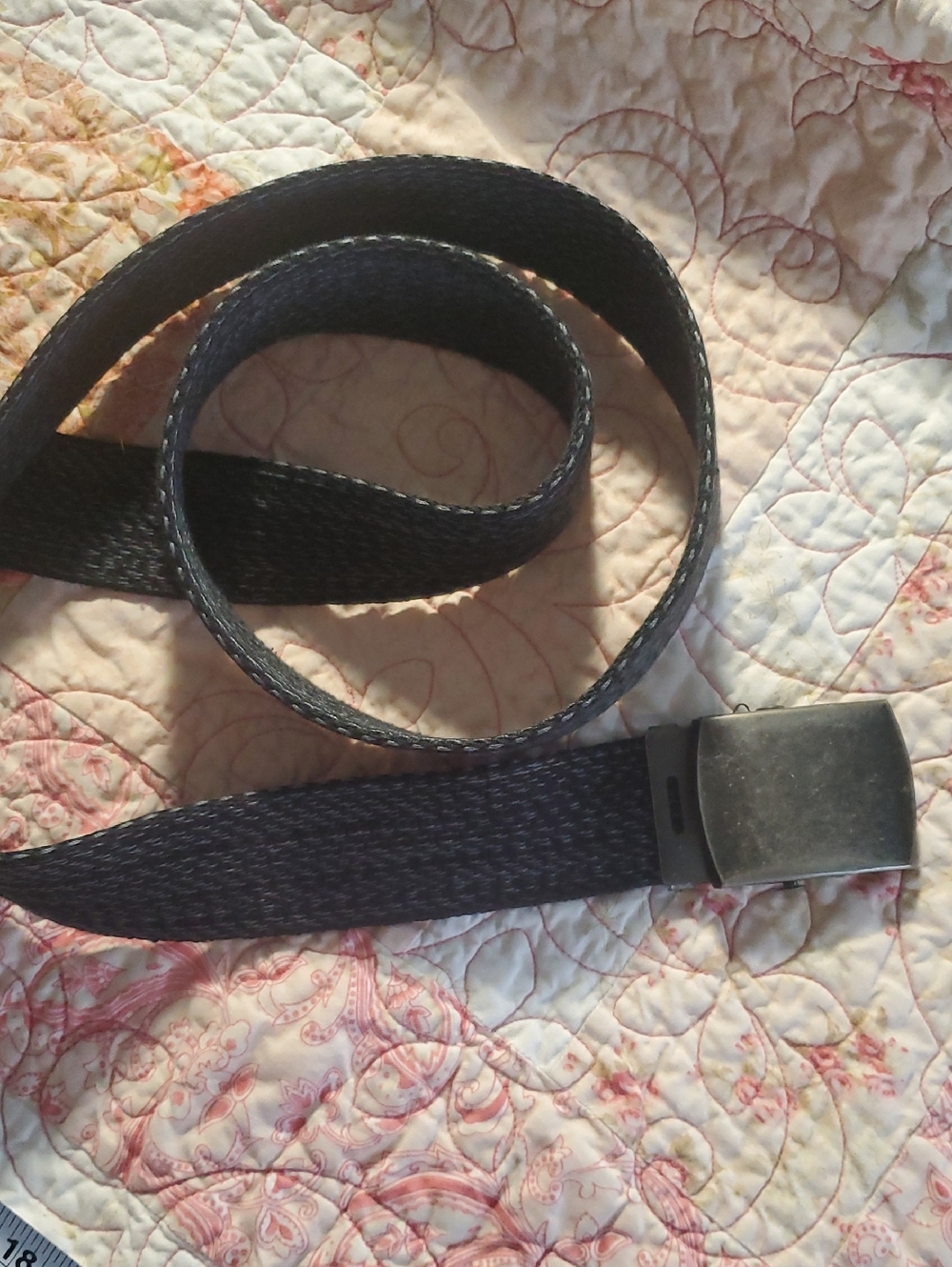 Men's Black Woven Web Belt with Metal Buckle